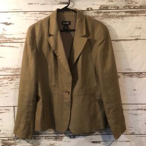 Rafaella linen single button khaki blazer. 16